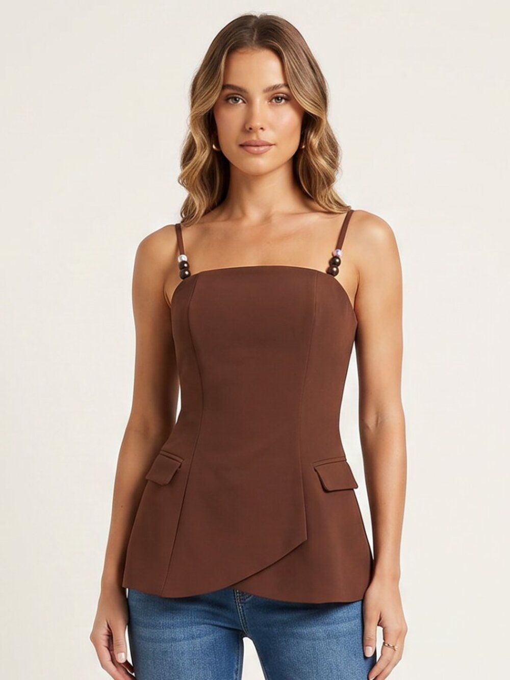 NWT ANDREA IYAMAH Varu Top, Mocha, Size Large ($295)